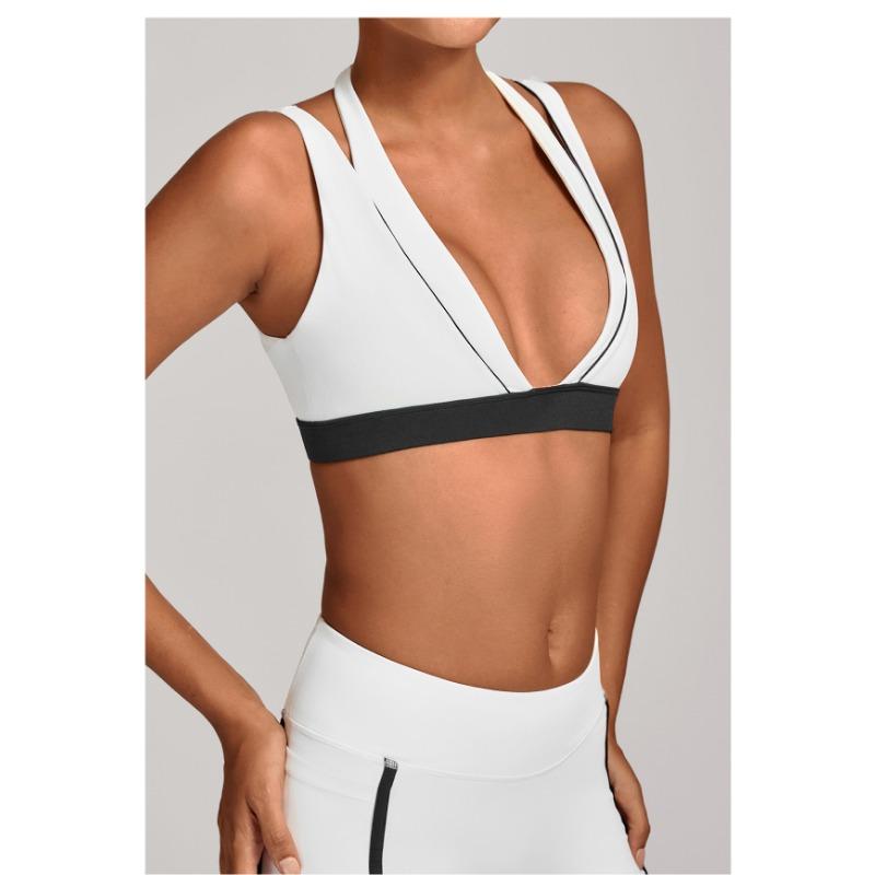 Women S Color Block Halter Yoga Bra Tight Sports Underwear For Fitness Running