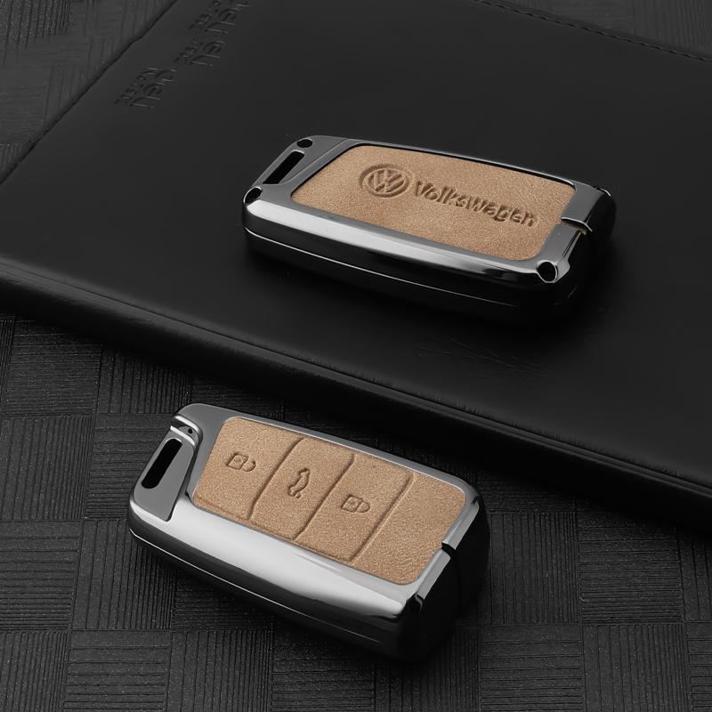 Hot Suede Leather Car Smart Remote Key Case Fob Cover Protection Holder Shell for VW Volkswagen Magotan Passat B8 Auto Accessori