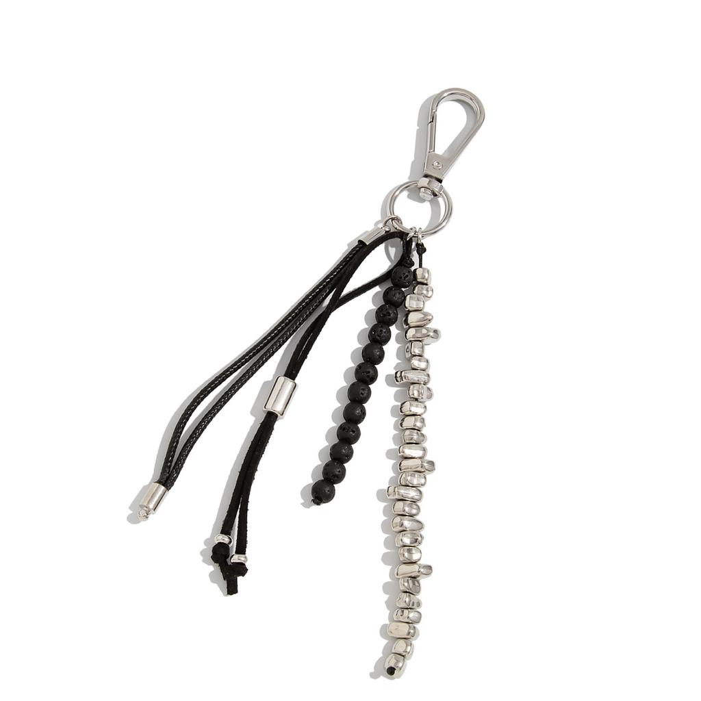 Unique Geometric Bead Bag Chain Keychain Charm With Tassel Accent For Purse Keys Jewelry Accessories Decoration