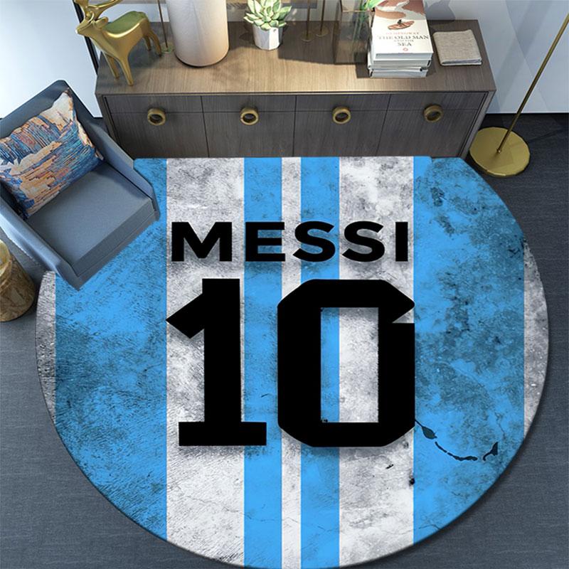 Tappeto Rotondo Stampato Lionel Messi, Tappeto Circolare Antiscivolo Lavabile per Soggiorno Camera da Letto Sala Giochi, Decorazione per Fan dello Sport, Regalo di Compleanno Festivo