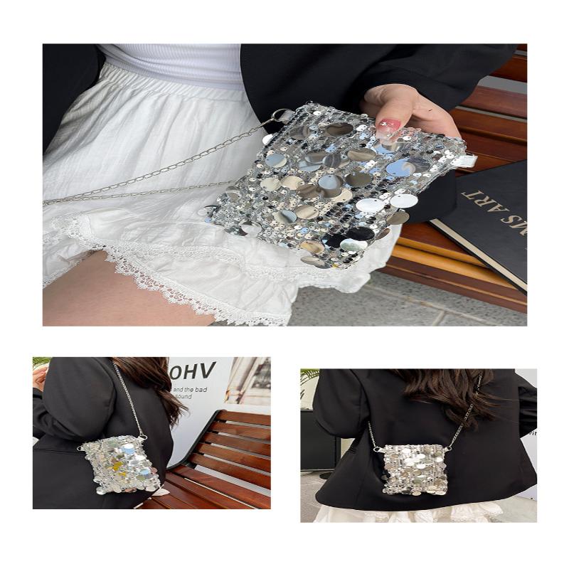 New Portable Sequined Shoulder Bag Large Capacity Multifunctional Phone Purse Chain Crossbody Bag Women