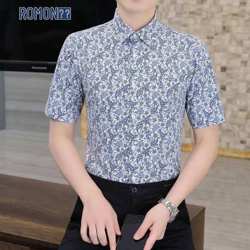 

Мужская рубашка ROMON с коротким рукавом в стиле business casual с узором пейсли 4XL