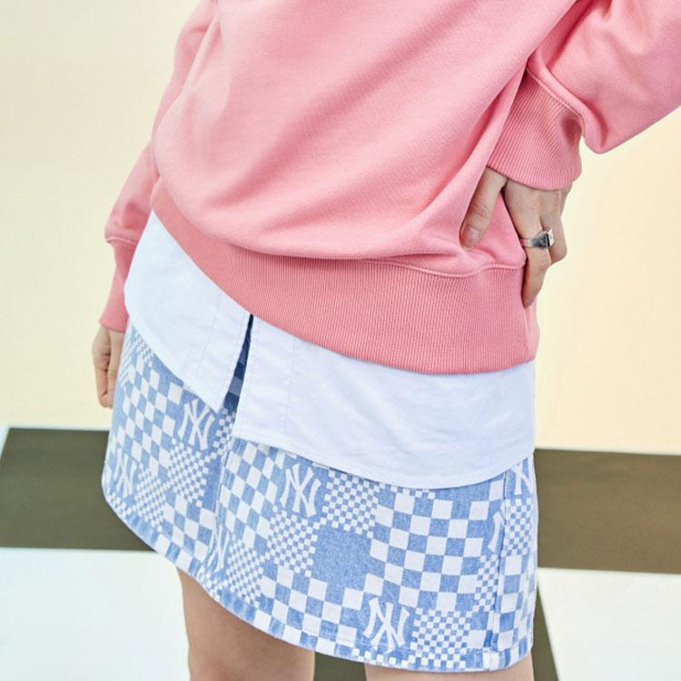 New MLB New York Yankees Denim Short Skirts Women's Light Blue 3FDSM0223-50BLL