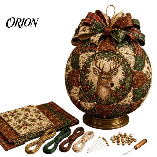 Fabric Ball Craft Set Quilted Christmas Ornament DIY Kit, Patchwork Material Pack Crafting Gift for Beginner, Handmade Xmas Tree Hanging Decor Adults