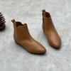 Damskie botki ze skóry naturalnej Retro na niskim obcasie Szpiczasty nosek Zamek Błyskawiczny Codzienne Damskie Krótkie Botki Damskie Buty do Biura