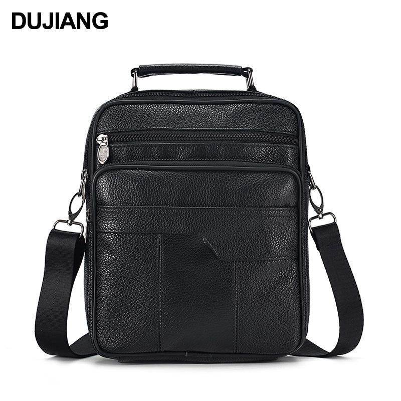 

Мужская вертикальная сумка-мессенджер кроссбоди из кожи личи большого объема