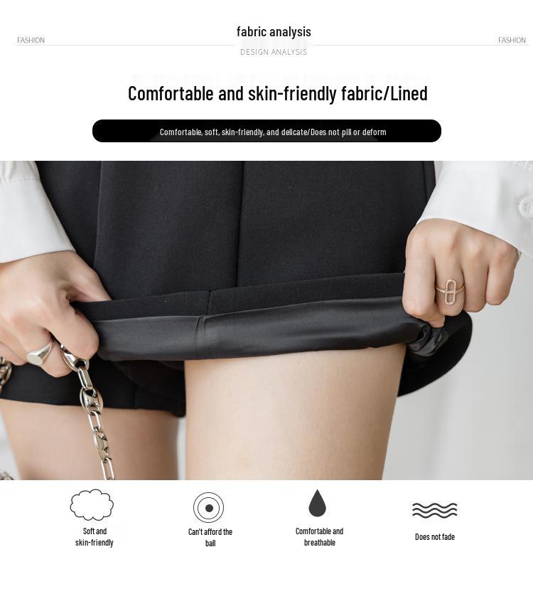 Summer 2024 Women's High Waist White A-line Suit Shorts: Loose, Casual Wide-Leg Design