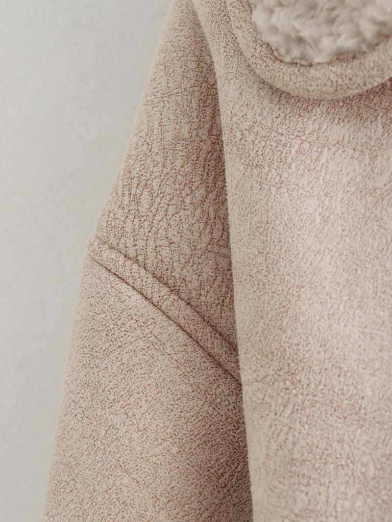 2025 Autumn/Winter Women's Lapel Shearling Suede Fleece-lined Warm Coat A14063