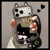 Black Cat Doll Lanyard Suitable for Apple 11promax Mobile Phone Case Iphone11 Cute 11 Double Bracket 11 Silicone