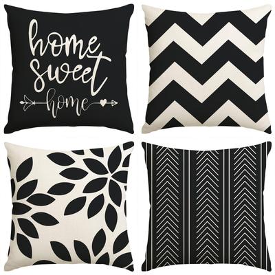 Black White Minimalist Rhythms Decorating Home StyleCover Bedroom Sofa Decoration Polyester Cushion Cover with Zipper