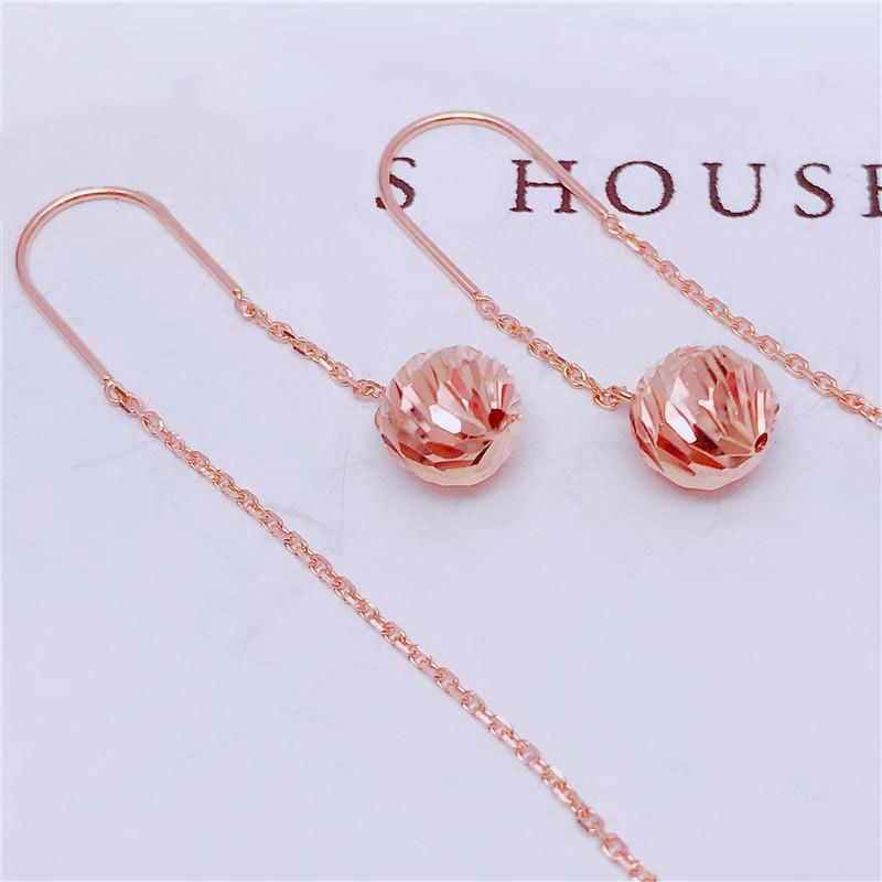 Purple Gold Fashion Rose Gold Plated Shiny Bead Earrings Exquisite Colored Gold Earrings