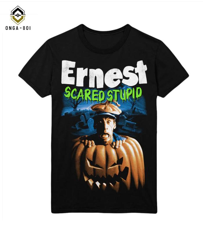 Ernest Pumpkin Graveyard Poster Retro Horror Spooky Halloween Graphic T-Shirt