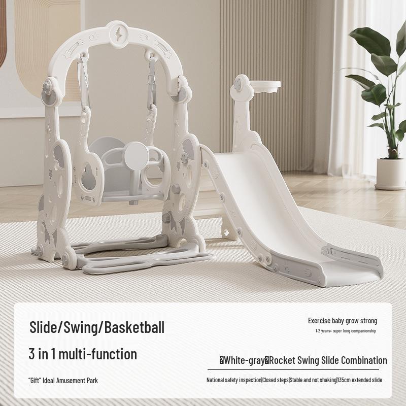 Children's Indoor 3-in-1 Slide & Swing Set for Ages 2-10