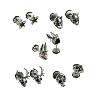  Piercings d'oreille uniques en acier inoxydable en forme de crâne, clous d'oreille gothiques, boucles d'oreilles confortables à porter, maquillage de fête pour les passionnés de mode