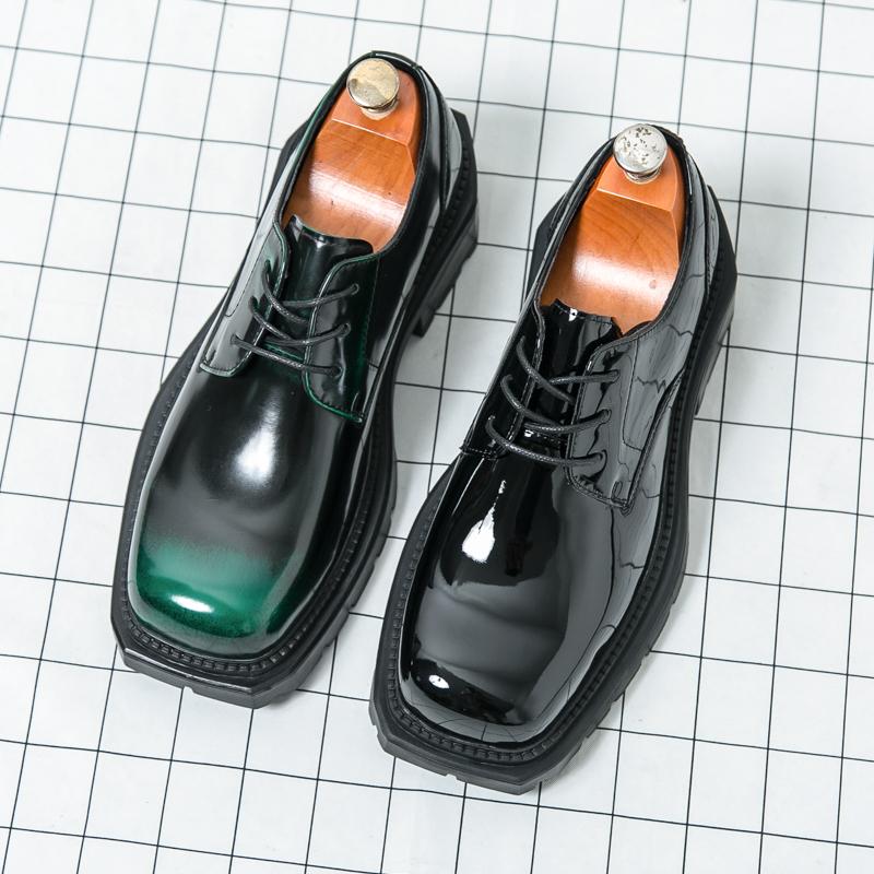 Fashion Men Casual Office Business Formal Oxford Thick Bottom Dress Shoes Men Gentleman Outdoor Patent Leather Wedding Shoes Zapatillas