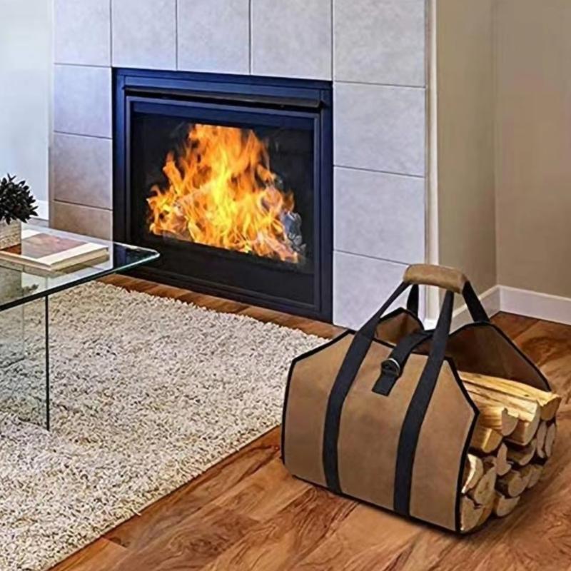 Spacious Outdoor Firewood Bag Waterproofed Oxfords Materials Reinforced Handle Easyly Clean Camping Gear