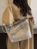 Pu Leather Large Capacity Women's Handbags Sweet Bow Pearl Decorati Ladies Shoulder Bag Portable Solid Color Female Tote Bag
