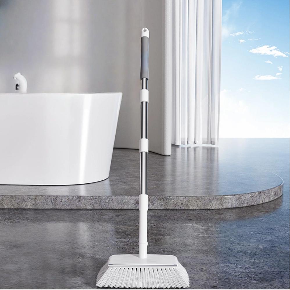 Long Handle Hard Bristles Cleaning Brush Scraper Multi-Functional Kitchen & Bathroom Floor Tile Crevice Cleaning Tool 3 section pole