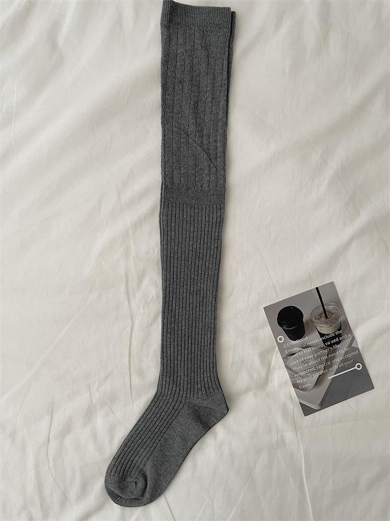 Spring And Autumn Knee Socks Stacking Socks Women'S White High Tube Socks Korean Version Hollow Gray Stockings With Boots Thigh Socks