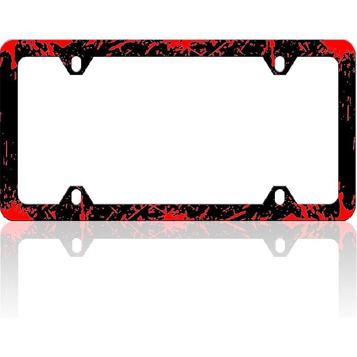 Black And White Cow Print License Plate Frame Funny Spots License Plate Frames Animal Pattern Auto Accessory Bracket Stainless Steel License Plate