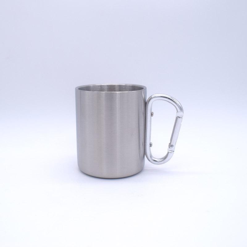Camping Stainless Steel Carabiner Coffee Cup - Portable, Double-Layer, Available In Large and Small Sizes for Outdoor Sports