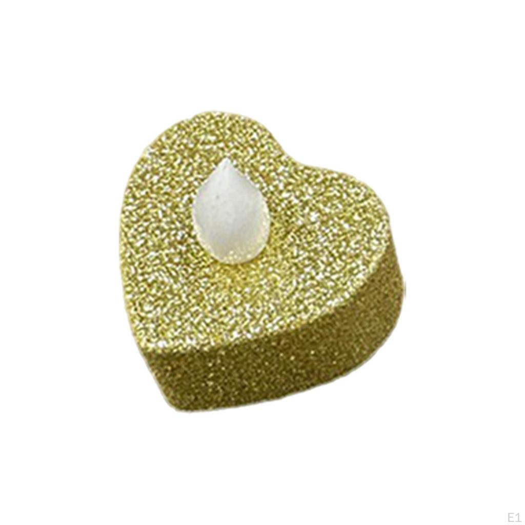 24 Heart-Shaped Electric Tea Lights, LED Votive Candles, Versatile, 1.5x1.5 Inches, for Wedding