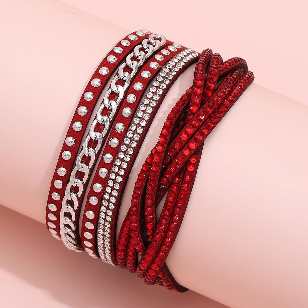 Trendy Colorful Leather Bracelet for Women Men Boho Metal Tube Multilayer Wrap Wide Charm Bracelets Creative Party Jewelry