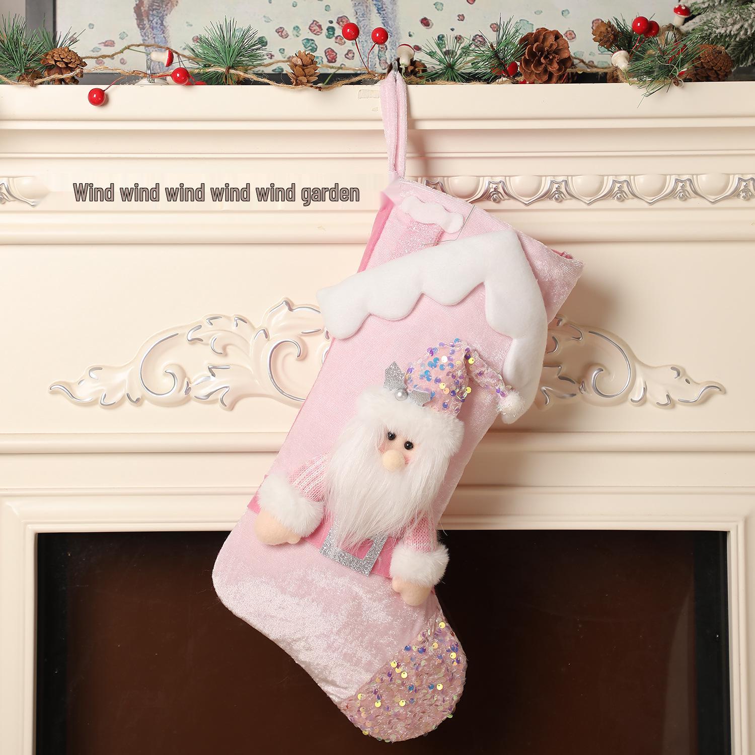 Cross-Border Pink Cartoon Christmas Stockings: Festive Candy Sock Gift Bags & Ornaments