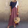 2023 Geometric Color Block Patchwork Long Summer Beach Dress