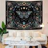Faxdong Boho Green Butterfly Tapestry, Aesthetic Triple Moon and Sunflowers Crystal Tapestries, Moth Mystic Decor for Bedroom Living Room