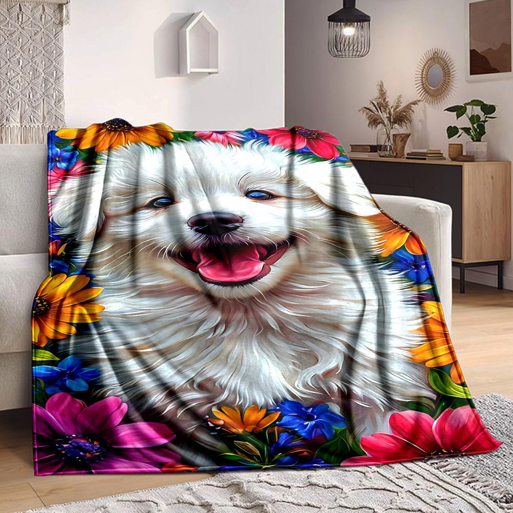 

1 шт. Плед с портретом щенка, Плед для дивана, кровати, путешествий, Плед с принтом из мягкой и теплой ткани yy250918182 75x90cm