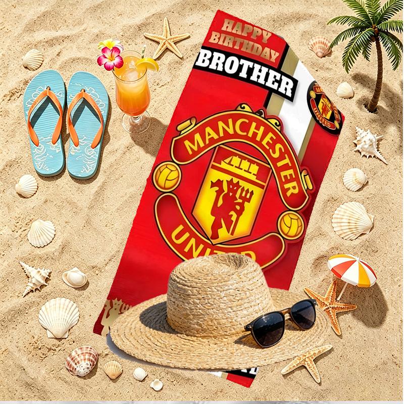 Manchester United F.C Print Beach Towel, Versatile Lightweight Absorbent Beach Towel for Pool Surf Yoga Bathroom, Perfect Birthday Holiday Gift