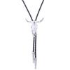 Elegant Black Bolo Tie with Bull Pendant Cowboy Bull Necktie Western Necklace Cool Bola-Tie Western Cowboy Costume