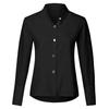 Women's Fashion Solid Color Band Collar Slim Loose Long Sleeve Shirts Tops