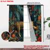 Set Of 2 Leopard Tree Curtains Digital Printing Realistic Animal Lush Green Jungle Flowers Single Layer Decor Modern Made Polyester