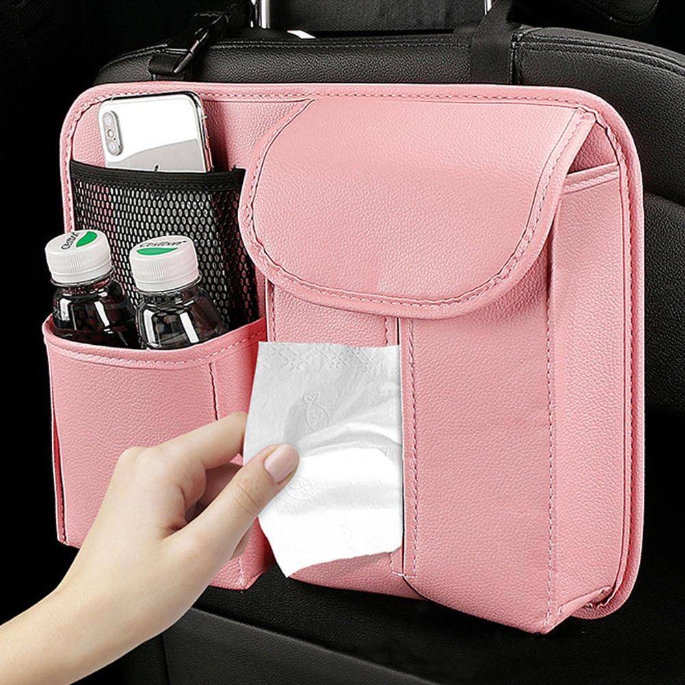 Car Seat Back Storage Organizer Bag Universal PU Leather Multifunction Storage Box Stowing Tidying Pocket Travel Accessories