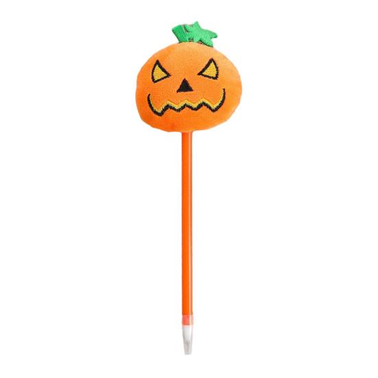 Push Ballpoint Pen Halloween Pumpkin Gel Ink Pen, 0.7mm Rollerball with Plush Pumpkin, Student Novelty Black for Party Favors, Gift Supplies A