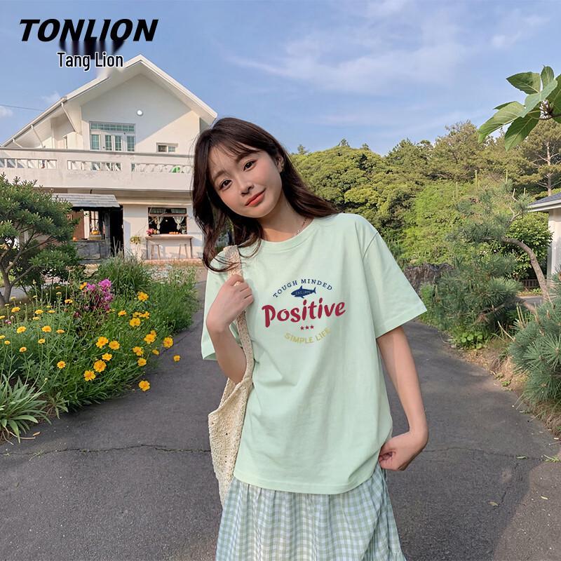 TonLion Women s Heavyweight Cotton Fish Silhouette T-Shirt S