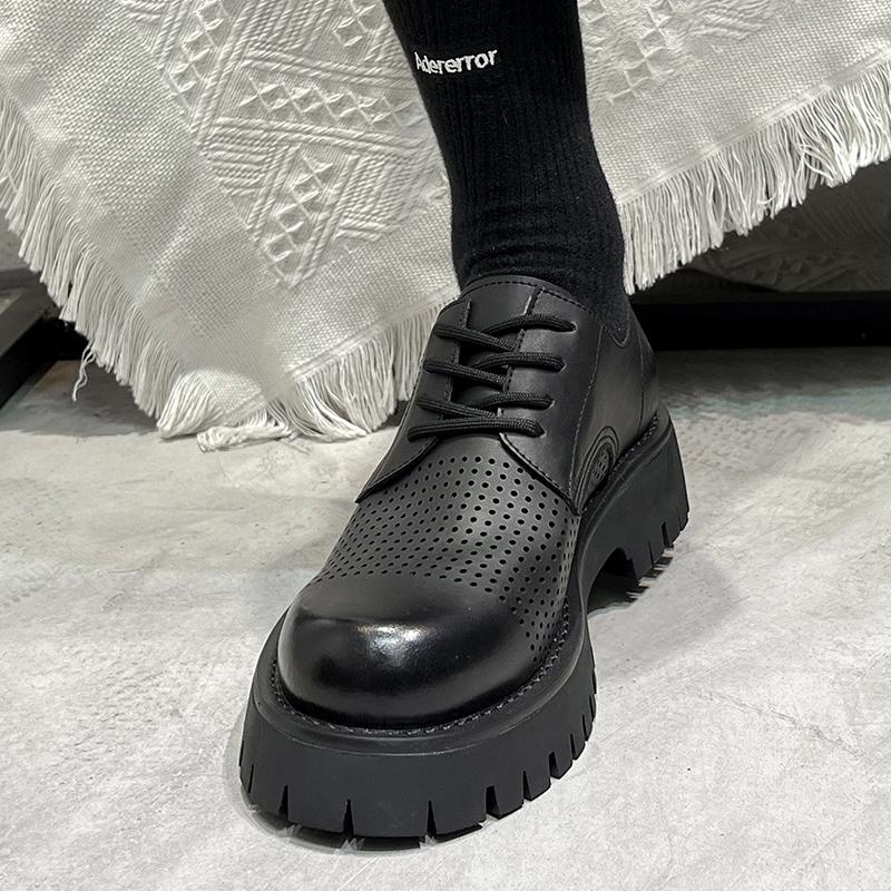 Fashion Black thick soled men's leather shoes Comfortable and breathable quality styles Formal Business Office Fashion party shoes