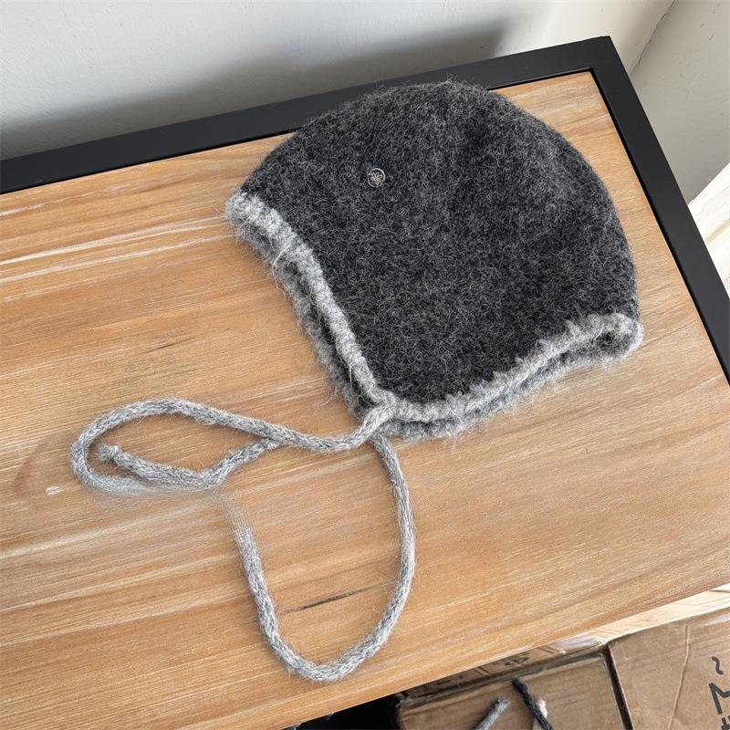Korean Style Autumn and Winter Wool Blended Ear Protection Knitted Hat Casual Woolen Hat Warm Pilot Hat Baotou Lei Feng Hat