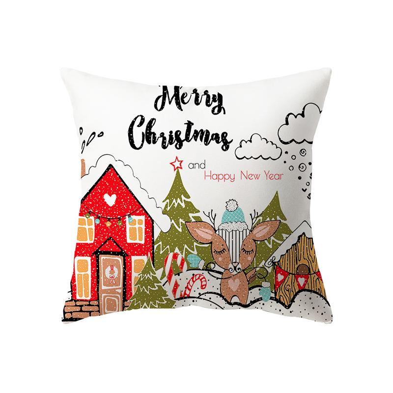 Christmas Decoration Santa Claus Print Pattern Cushion Cover Home Living Room Sofa Decoration Square Pillow Pillow Cover