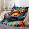 1pc Tiger Print Blanket Lightweight Blanket Throw Blanket For Sofa, Bed, Travel, Camping, Livingroom, Office, Couch, Chair yy251010075
