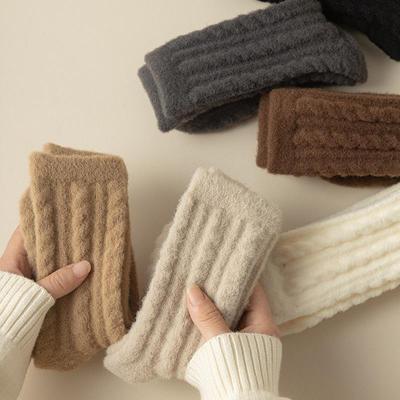 Women's Thickened Velvet Winter Socks: Solid Color, Mid-Calf, Cozy Home & Sleep Wear