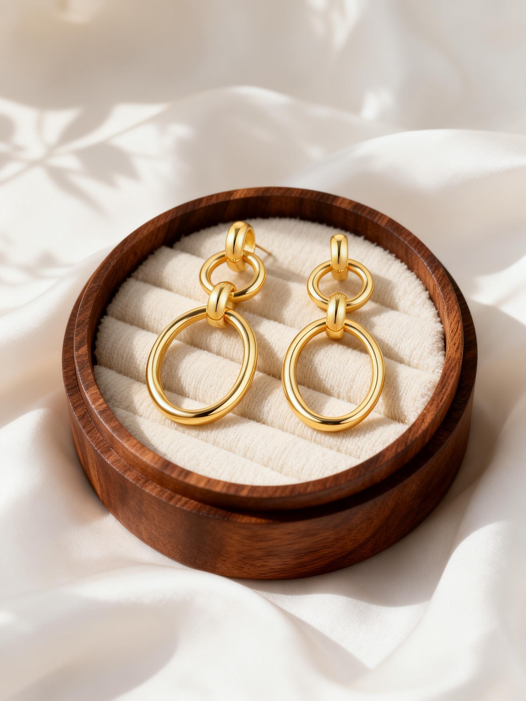 

Chunky Multi-Ring Textured Earrings for Women 18K Gold-Plated Hollow Oval Stud Earrings Stainless Steel Jewellery Gift
