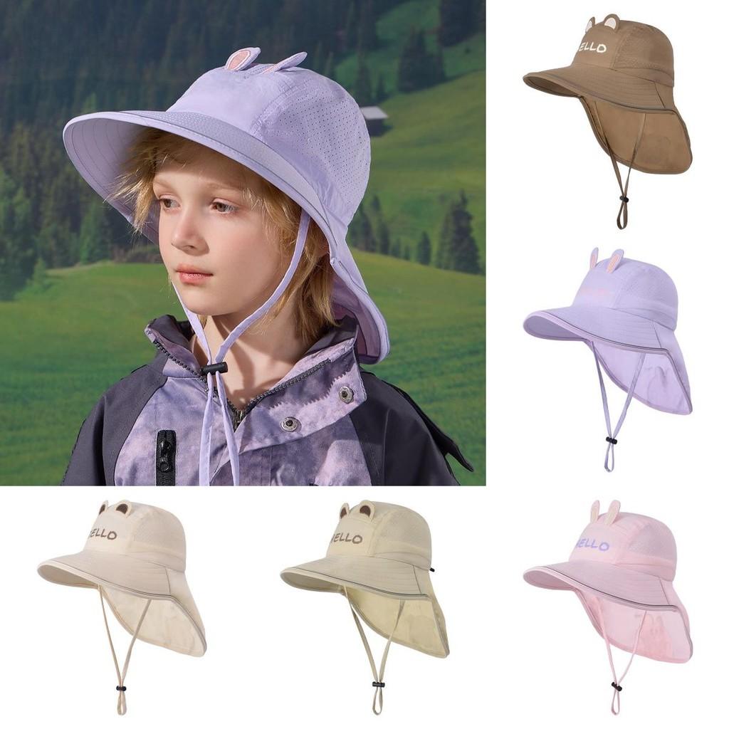 Kinder Cartoon Sonnenhut mit breiter Krempe und Nackenschutz für Outdoor-Sonnenschutz