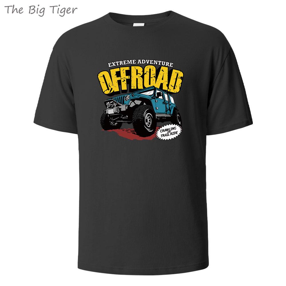 Offroad Vehicle Printing Comfortable Cotton Tshirt Men Simple Crew Neck Design Soft Breathable Short Sleeve Basic Mens Tshirt
