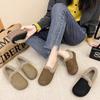 Winter Beef Tendon Soft-soled Women's Retro Fluffy Shoes with Plush and Comfortable One-pedal Lazy Shoes