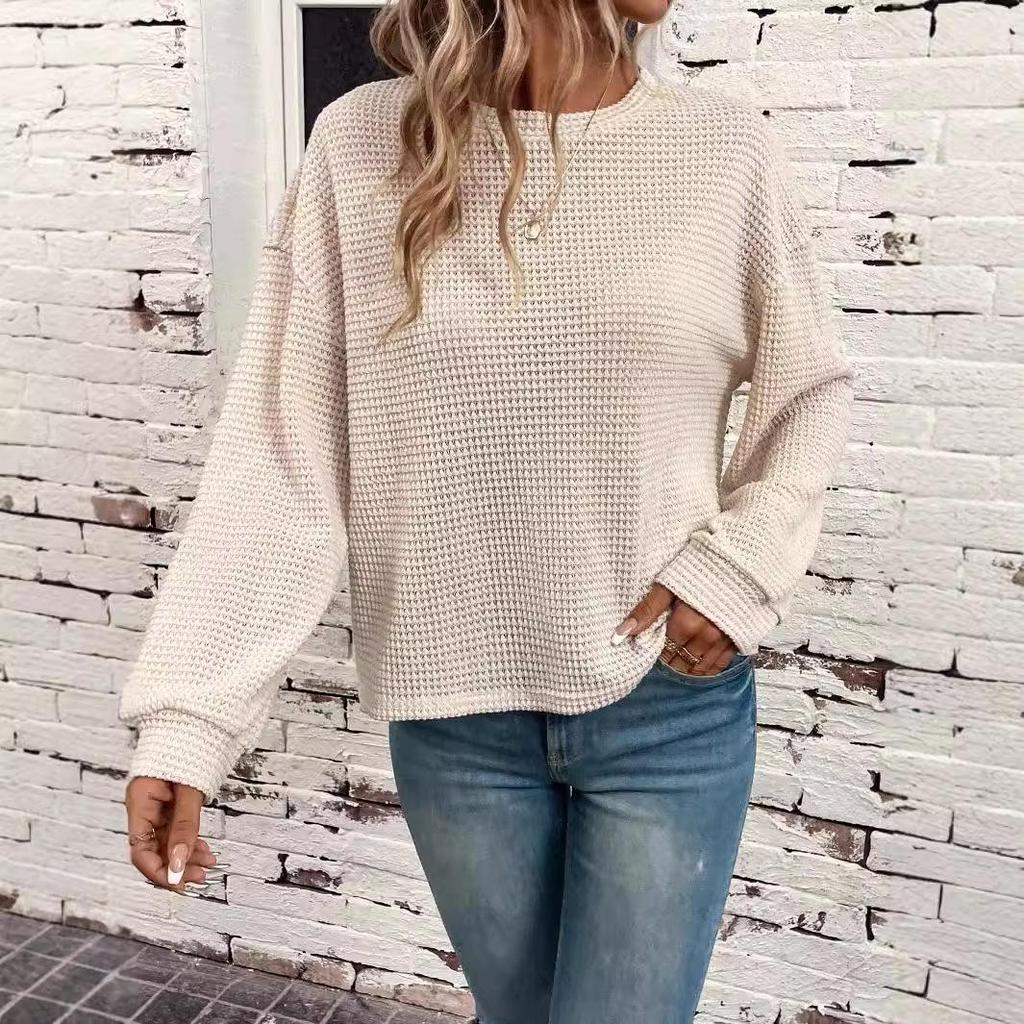 2024 Autumn/Winter European & American Women's Knitwear: Crew Neck, Dropped Shoulder, Long Sleeve Fashion