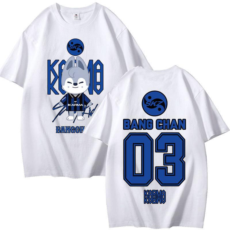 Cosplay Stray Kids Summer T-shirt Kawaii Manga Graphic Tees Shirt Cotton Casual Cartoon Short-Sleeves Tshirts Streetwear Kids Tops