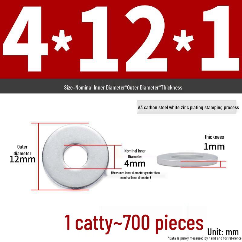 Extra Large Galvanized Metal Flat Washer - Thickened Round Screw Washer M6-M16